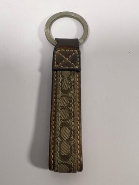 Coach Signature C Canvas Leather Keychain Brown